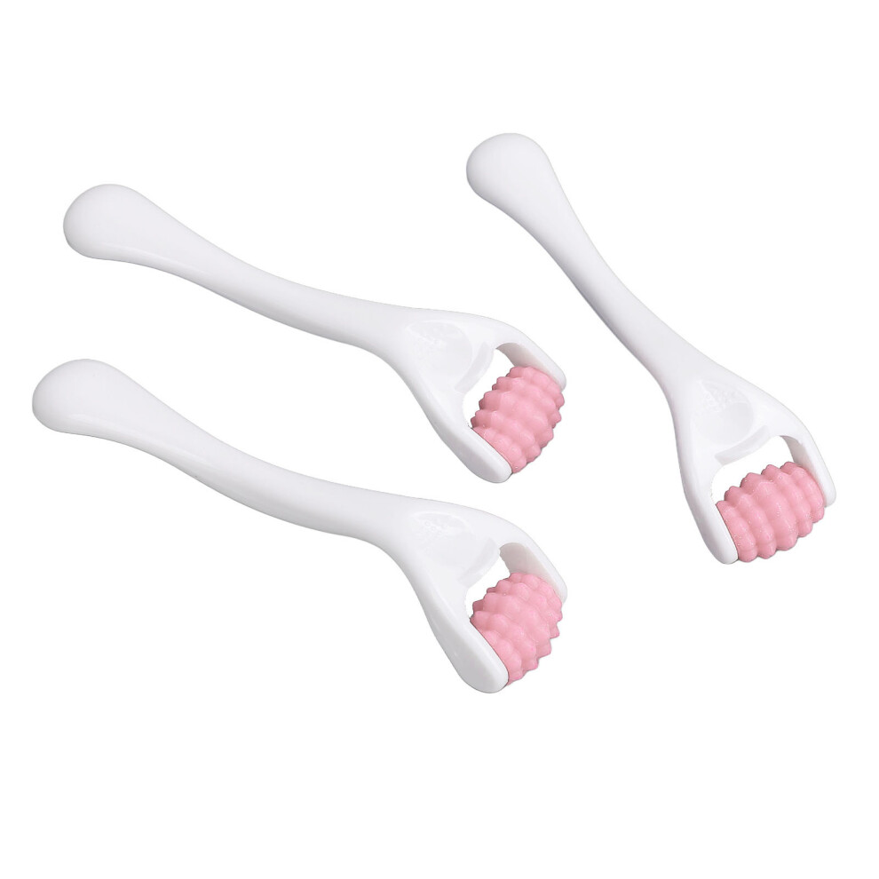 Pink 3 Pcs Silicone Face & Eye Massage Roller For Relaxation And Fatigue Relief
