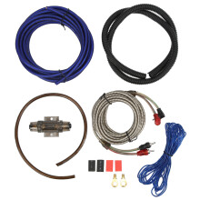 Double Strength Ground Terminal Amplifier Wiring Kit, Amplifier Installation Kit Noise Rejection RCA Cables Hybrid OFC Power Cable, Fully Gauged for