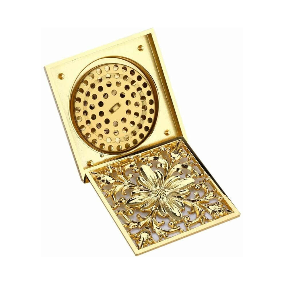 Square Floor Drain, Solid Brass Drain Base For Bathroom, Odorproof Drainage System With Quick Flowing Rate, Easy To Clean, Seamless Floor Integration 9453559505242