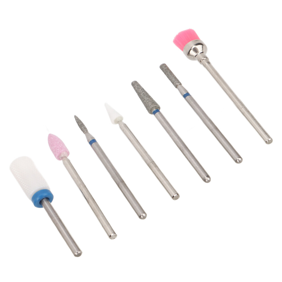 7pcs Nail Grinding Head Holder Ceramic Stainless Steel for Manicure Pedicure