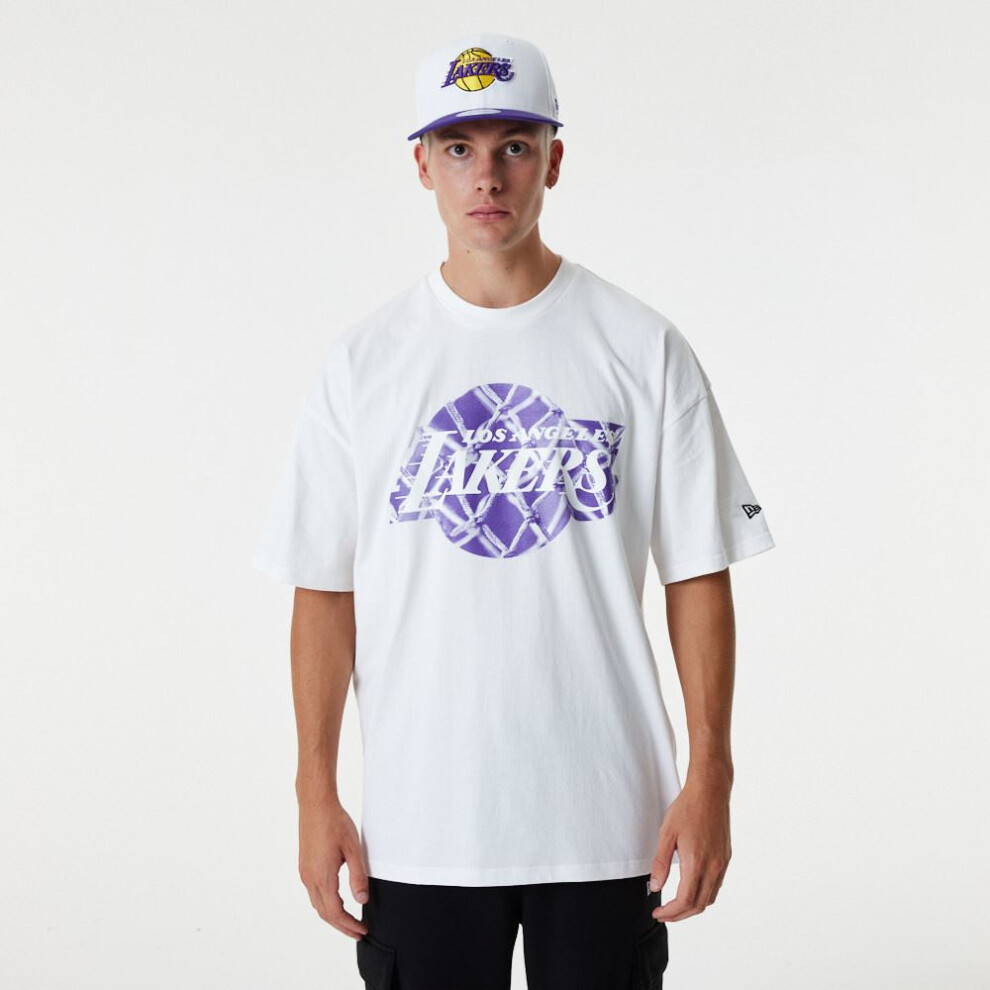 New Era (M, ) La Lakers Nba Infill Logo Oversized T-Shirt Tee Top - White