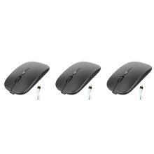 3X Wireless Mouse Rechargable,2.4G Ultra Silent Optical Mouse with USB and Type-C Receiver, for Laptop, (Black)