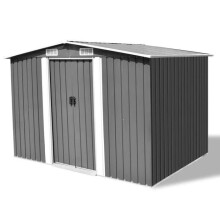 Casetta da giardino cabana capanno casa di stoccaggio rimessa esterna magazzino attrezzi robusto metallo 257 x 205 x 178 cm grigio 02_0022389