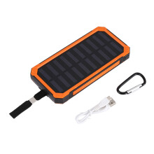 Baterie solară externă portocalie, încărcător portabil, baterie litiu-cobalt 20000mAh, încărcare rapidă cu ieșire dublă USB, lanternă LED