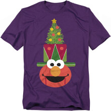 (M, Purple) Sesame Street Unisex Adult Elmo Nutcracker Christmas T-Shirt