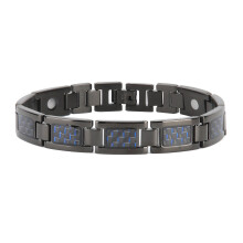 Bracelet pour homme en fibre de carbone et acier inoxydable, thérapie magnétique pour soulager la douleur, étanche et hypoallergénique,