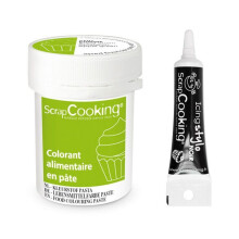 Corante alimentar em pasta 20 g Verde maçã + Caneta de glacê preta