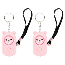 Sleutelhanger met cartoonbeermotief, alarm voor persoonlijke veiligheid, 130 decibel luide sirene, noodalarm, veiligheidssleutelhanger met LED-lampje
