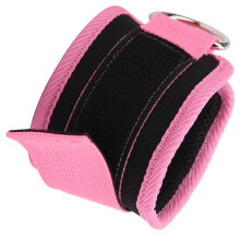 Cable Machine Ankle Straps Pink Neoprene Double D-Ring Adjustable Fit