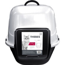 THEBES Maison de toilette XXL- Bac à litière - 62x53x58 cm - Noir et blanc - Pour chat