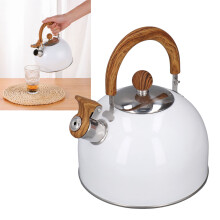 White 2.5L Stainless Steel Whistling Kettle with Ergonomic Handle