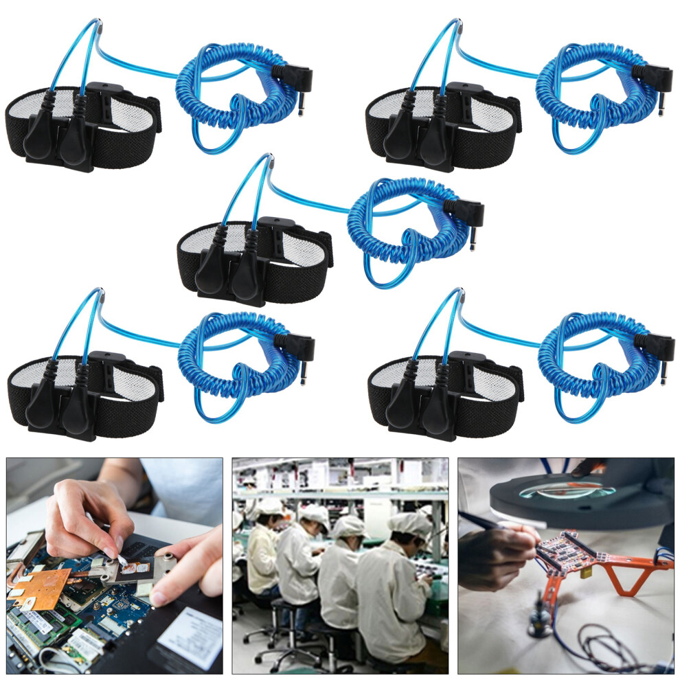 5Pcs Anti Static Wrist Strap Electrostatic Bracelet, Pu, 2M 5021379381359