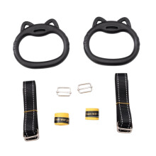 2 Pieces Gymnastics Rings with Webbings Portable for Home Gym Office W