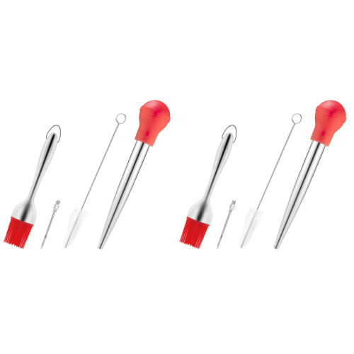 2Pièces Assaisonnement Silicone Acier Cuisine Rouge 1