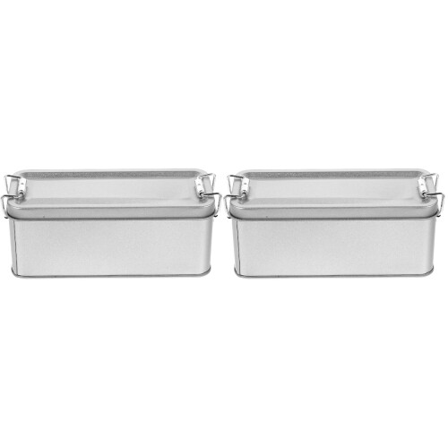 2Pièces Petites Boîtes Métalliques Argentées Couvercle 2