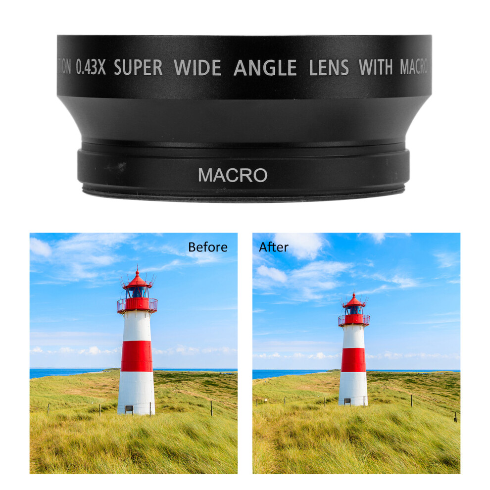 72Mm Wide Angle Macro Lens 0.43X For Camera With Filter Dia & Storage Bag 4401377121125