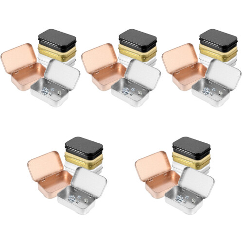 25Pcs Mini Tin Box with Rice Grain Buckle Closure 2