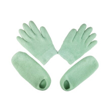 3Sets Moisture Hand Gloves and Feet Socks Gel Set Green for Skin Care