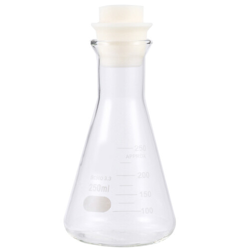 3Pcs Clear Glass Erlenmeyer Flasks with Cork for Chemistry Experiments