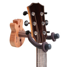 2Pcs Brown Guitar Wall Mount Hangers Wooden Hook Durable Guitar Stand
