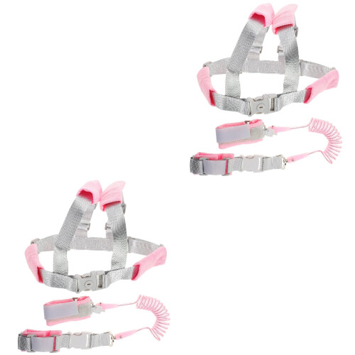 2St Kindertuig Roze Veiligheidsband Met Elastisch Veerkoord 2