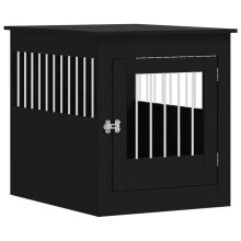 Móvel de gaiola para cães 64,5 x 80 x 71 cm madeira de engenharia preta 02_0043366