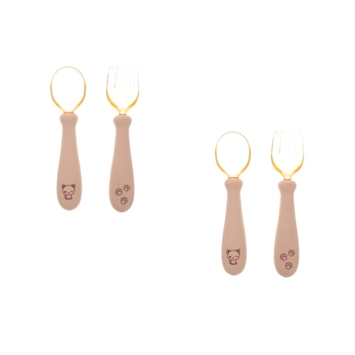 2Sets Peuter Set Siliconen En Met Twist Design Kaki 2