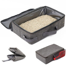 Opvouwbare Kat voor Reiskattenbak Lekvrij met Deksel met Ritssluiting Draagbaar Kattentoilet voor Hotelauto Buitenshuis 35 X 45 Cm