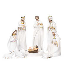 Religiöses Figurenset, Weihnachtskrippe, handgefertigte Porzellankunst, dekorative katholische Geschenkstatue, exklusive spanische Handwerkskunst,