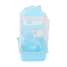 Großer 2-stöckiger Hamsterkäfig mit hohem Chassis, blaues Kunststoff- und Drahtmaterial