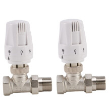 2X 3/4Inch Brass Thermostatic Radiator Valve Straight Type DN20 Automatic Temperature Control Valve Floor Heating