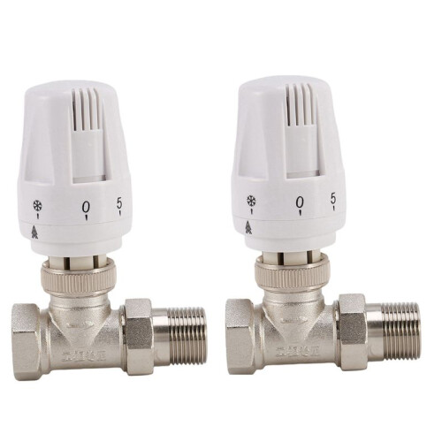 2X Válvula de Radiador Termostática de LatãO de 3/4 Polegadas Reta Tipo DN20 Válvula de Controle Automático de Temperatura Aquecimento de Piso