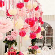 9 Pcs/Set Mixed Tissue Paper Pompoms Pom Poms Flower Wedding Party Decoration ( )