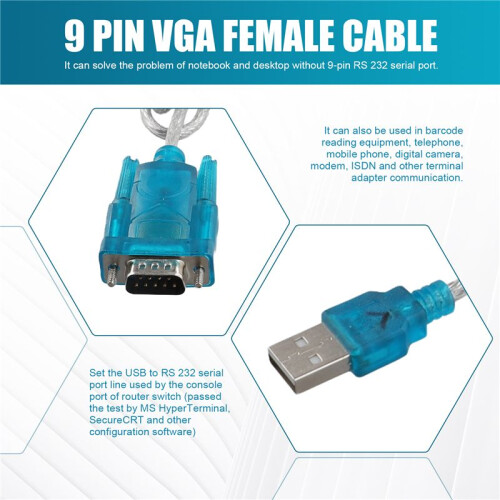 Cable de Datos de Computadora DB9 Cable Hembra VGA de 9 Pines DB9 Cable de Datos de Interfaz USB a R232 2