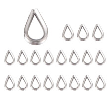 Stainless Steel 2mm Wire Rope Cable Thimbles Silver Tone 20 Pcs
