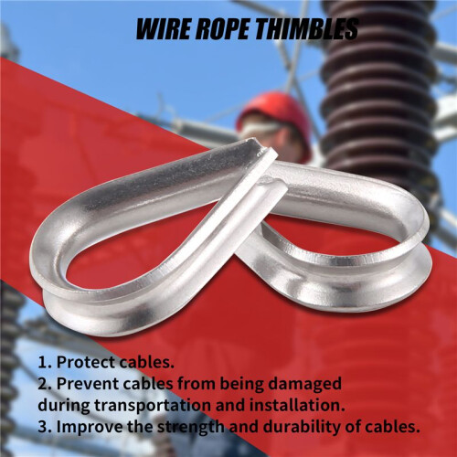 Stainless Steel 2mm Wire Rope Cable Thimbles Silver Tone 20 Pcs 2