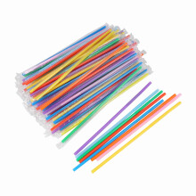 300 StüCk 10,2 Zoll Bunte Kunststoff-Trinkhalme, Einzeln Verpackt Einweg Extra Lange Flexible Strohhalme
