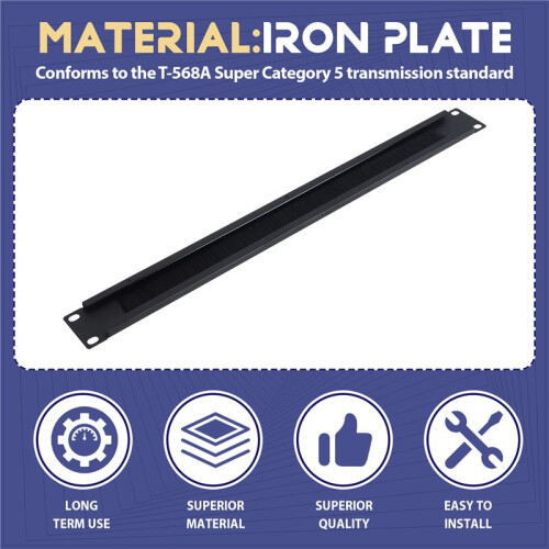 1Pcs 1U 19Inch RACK MOUNT Blanking Plate Rack Mounting Blank Network Brush Panel Server Cabinet Cable Management 2