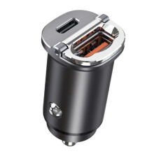 All Metal Car Charger USB C Dual Port Fast Charging PD20W QC18W Compact Heat Dissipating Design Portable Charger For iPhone Samsung Android