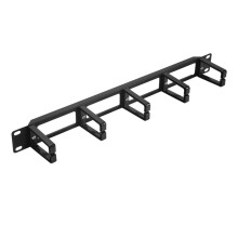 19 Tums 1U RackskåP Kabelhantering NäTverksorganisatöR Hollow Metal Base Fem Ringar Avtagbar Wire Manager Ram