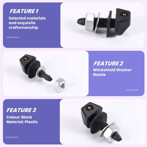 2 pcs Black Plastic Car Front Window Windshield Washer Spray Nozzle For  Pair 2