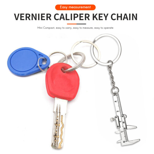 Useful  Vernier Caliper Tool Pendant Slider Slides Keyring Key Chain 10CM 2