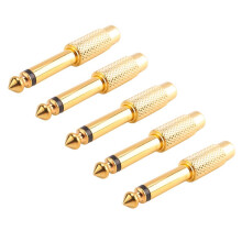 5x Placcato Oro 6.35mm 1/4 pollice Maschio Mono Spina A RCA Femmina 6.5mm Jack Audio Stereo Adattatore Connettore Spina Ts Convertitore Suono Mixer