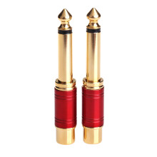 6,35 mm 1/4 Inch Mannelijke Mono TS Naar RCA Vrouwelijke Interconnect Audio-Adapter Conversiestekker (Rood, 2 Stuks)