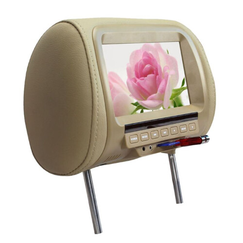 Universal 7Polegadas Car Headrest Monitor Screen Assento Traseiro Entretenimento Multi-Media Player para AV USB  MP4 MP5 FM Beige 2