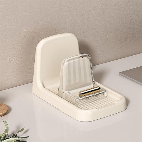 Countertop Pot Lid Holder Heavy-Duty Organizer Rack Plastic Spoon Stand Kitchen Fork Spatula Pan Cover Shelf White 2
