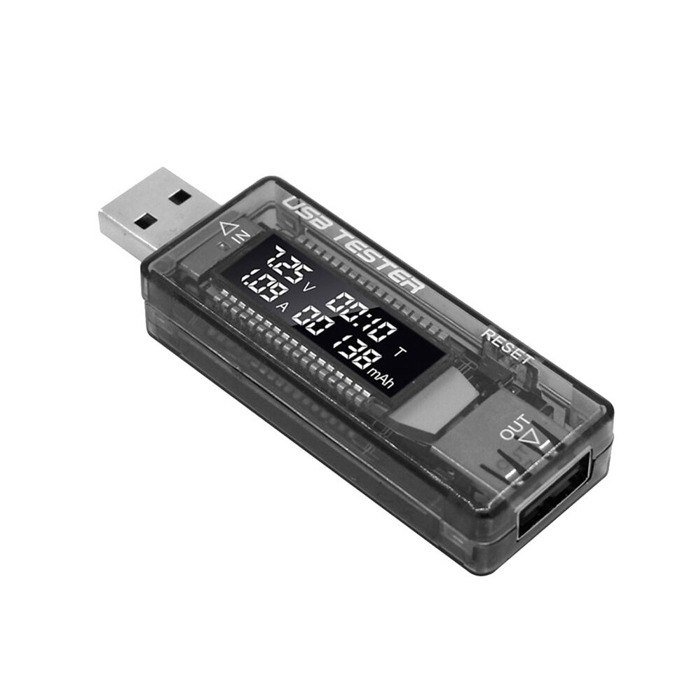Usb Tester Current Voltage Charger Capacity Tester Volt Meter Display Usb Current Voltage Test Card Adapter Gray/Black 6131797867140