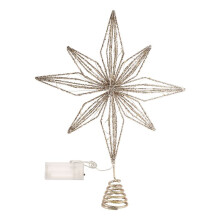 Christmas Tree Toppers Star LED Lamp Home Christmas Decorations for Tree Ornaments Eight-Pointed Star Tree Light,Champagne Gold