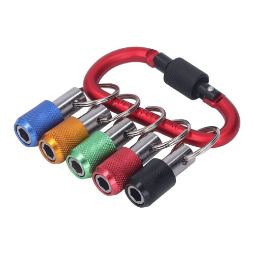 1/4 Bit Holder, Oxidation Resistant Good Compatibility Magnetic Socket Holder Metal Carabiner Portable Plating Red 1