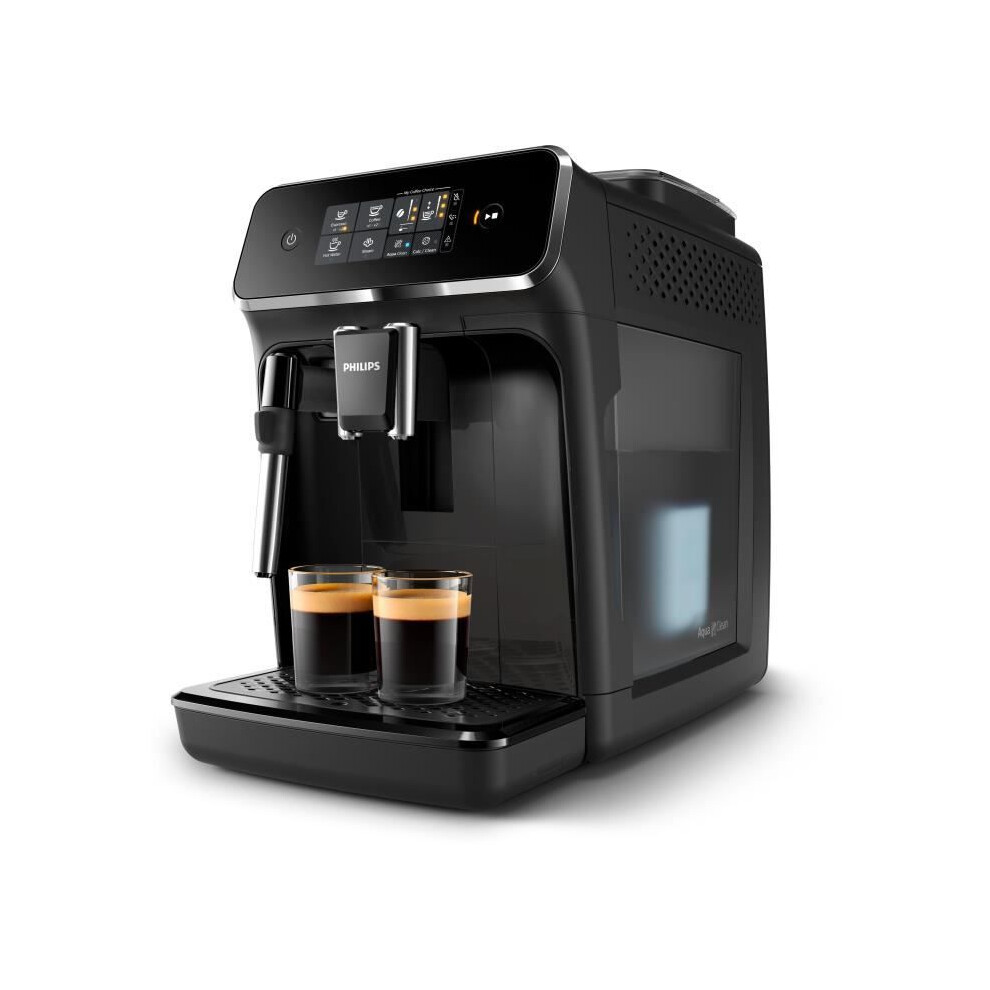 Philips Espresso Coffee Machine Grinder - Ep2225/10 - Series 2200 - Milk Frother - 2 Coffees - Ceramic Grinder - Glossy Black
